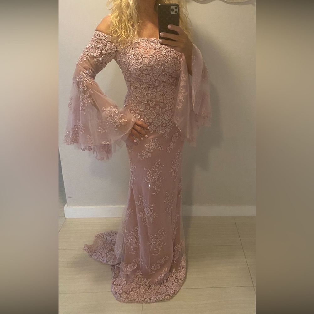Jovani pink lace formal dress